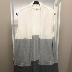 Tri-Colour Sleeveless Open Cardigan Sweater Peyton Primrose Medium
